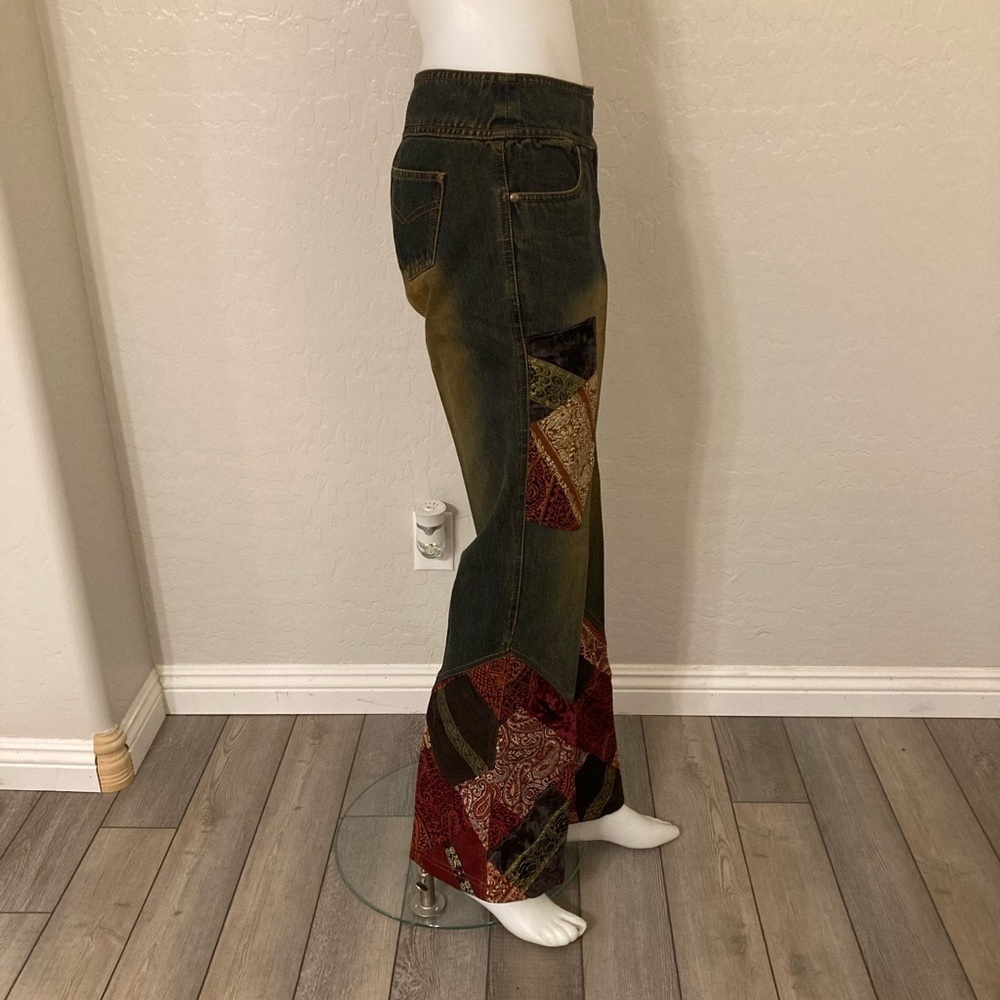 Rene Derhy Vintage Boho Patchwork Jeans Women’s Size 8 Hippie 90s Festival Pants - Picture 8 of 14